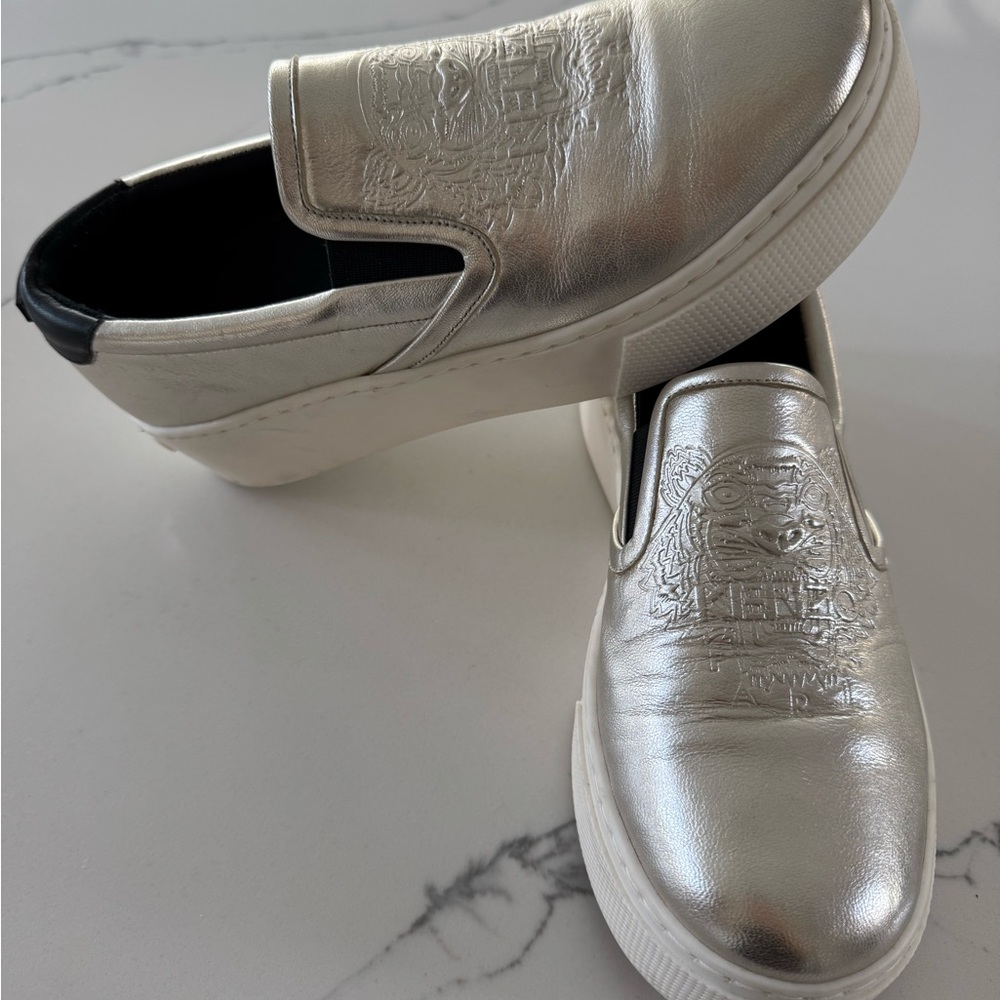Kenzo Silver Slip-On Women's Shoes